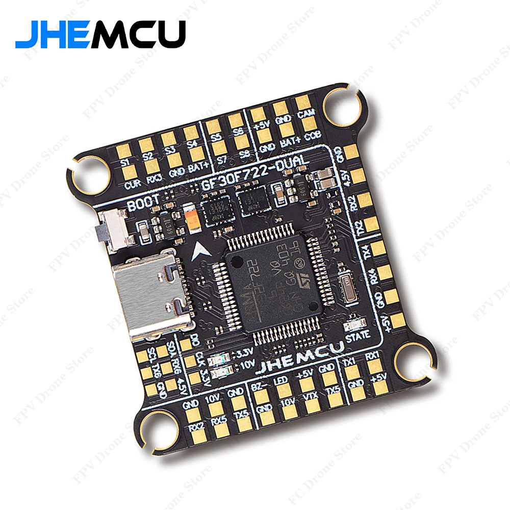 

JHEMCU GF30F722-Dual F722 Flight Controller Double BEC Double Gyro high-definition 3-6S Lipo for RC FPV Drone