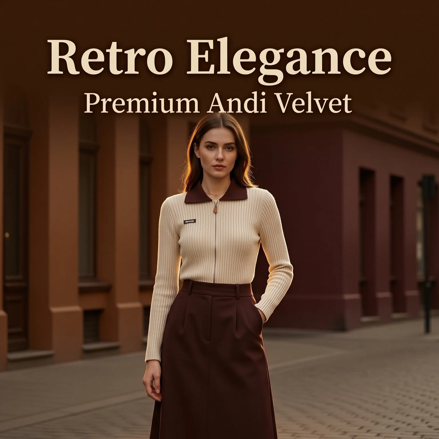 Color Block Polo Collar Zip Up Knit Cardigan for Women, Autumn Slim Fit Vertical Ribbed Long Sleeve Short Knit Top