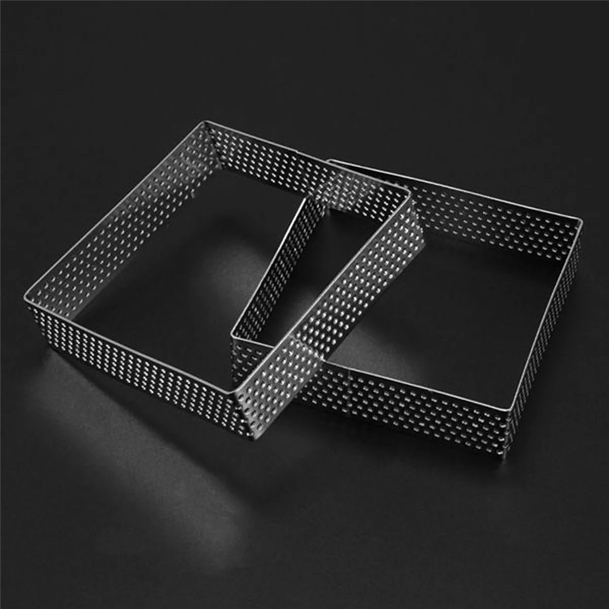 Perforated Tart Ring Stainless Steel Tartlet Molds Square Shape Mould Cake Circle French Pastry Baking Tool, 25 Pack