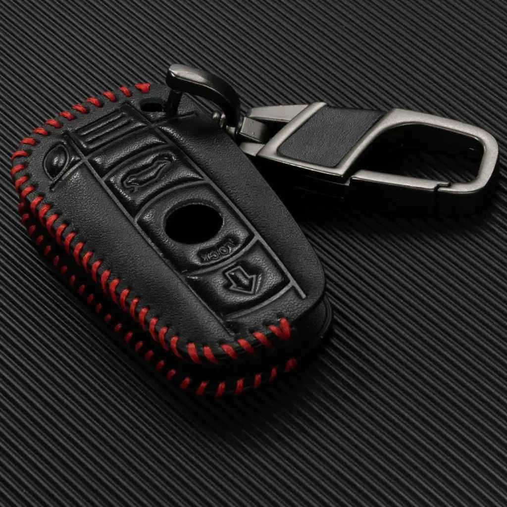 For BMW 1 3 5 6 7 Series E89 X3 X5 X6 E70 E71 E72 Z4 E60 E61 E90 E91 E93 PU Leather Key Case Cover Shell Holder Key Fob Chain