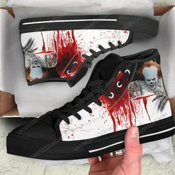 Horror Movie It Penny Wise Clown Joker 3D Print Men's High Top Canvas Sneakers Comfort Flats Shoes Lace-up Footwear Custom Made