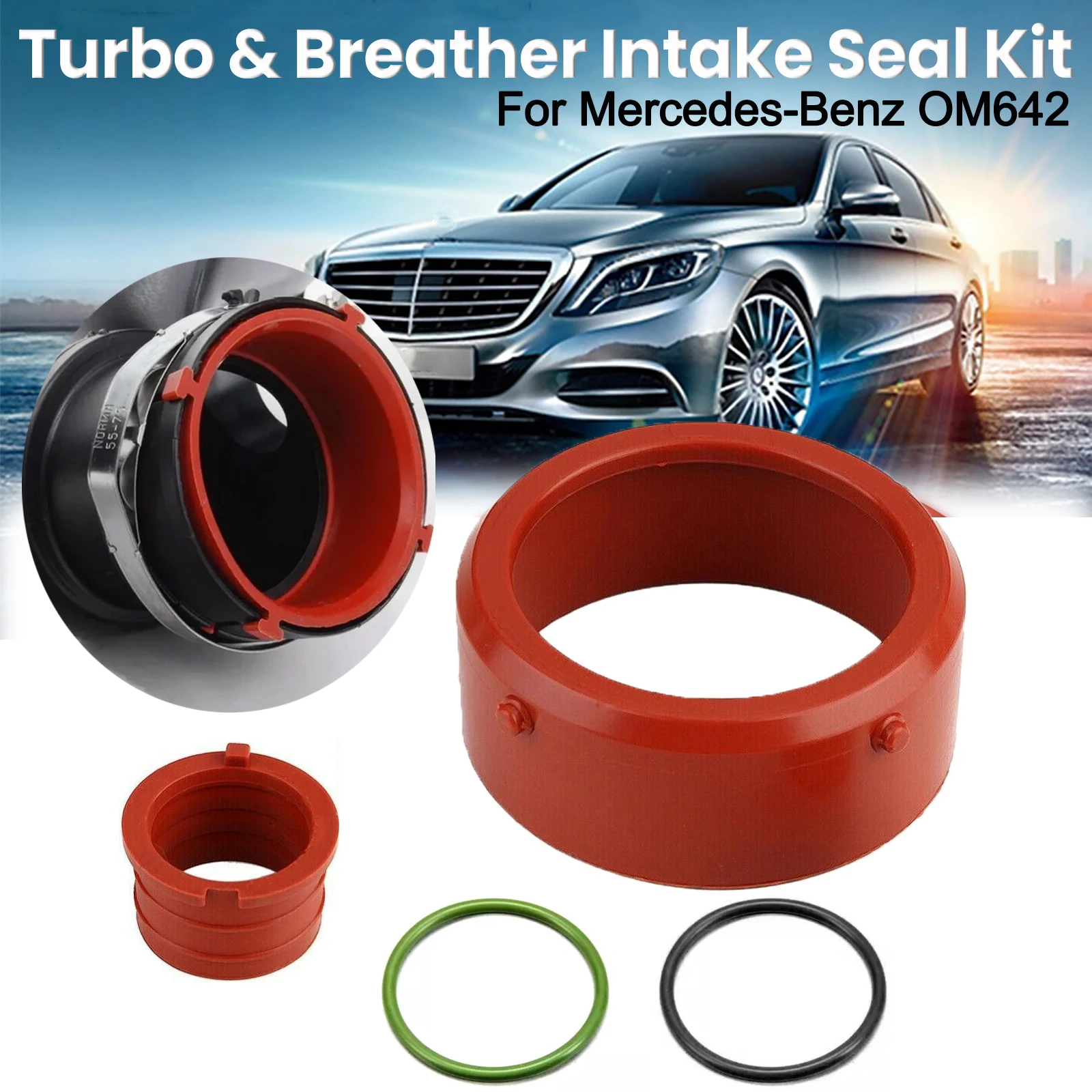 

Turbocharger Sealing Ring Kit For Mercedes OM642 Turbo & Breather Intake Seal Kit & Black Green O Rings A0179973545 A0149976445