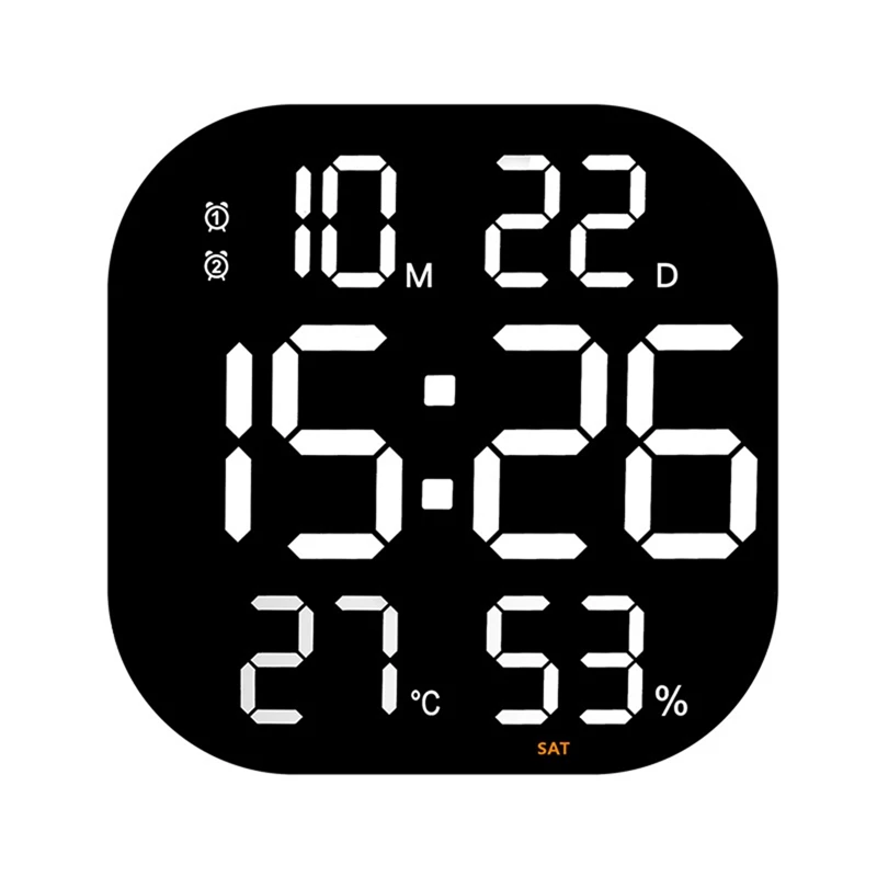 13Inch Wall Clock Brightness Adjustable Remote Control LED Digital Clock Electronic Dual Alarm Clock Living Room Decor