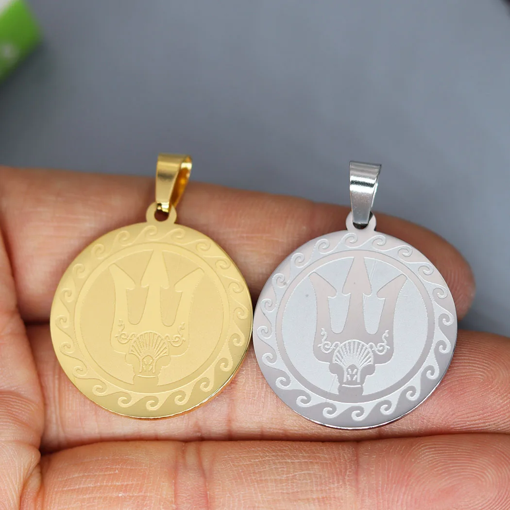 

2PCS Neptune Trishula Poseidon Greek God Of The Sea Stainless Steel Pendant Charms For Jewelry Making Necklace diy Accessories