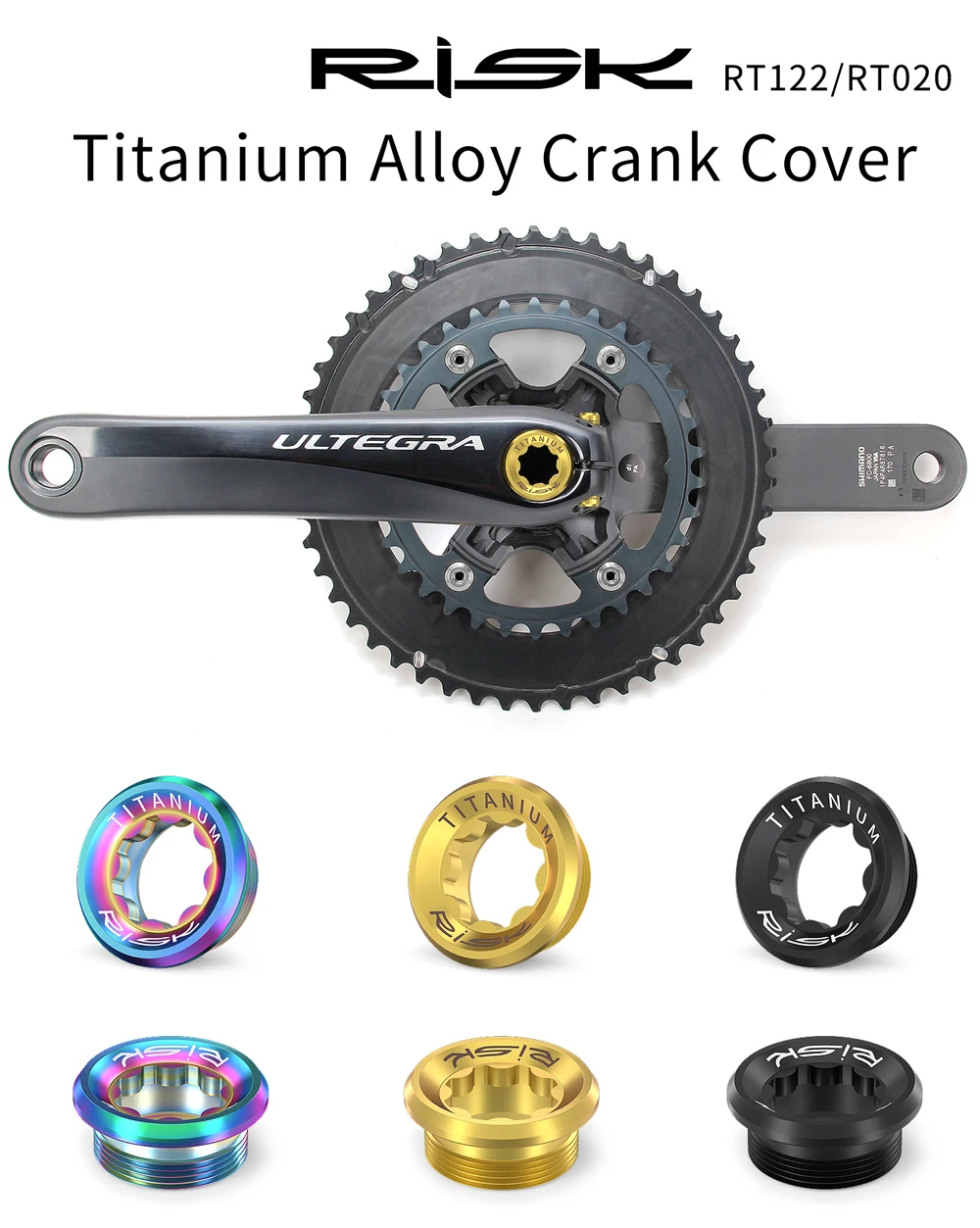 Risk M20*8 Kurbelabdeckkappe aus Titanlegierung für Deore/XT/XTR 105/SLX/UT/DA Fahrrad Integrierter Kurbelarm M6*18 Befestigungsschrauben Schrauben – Detail 1