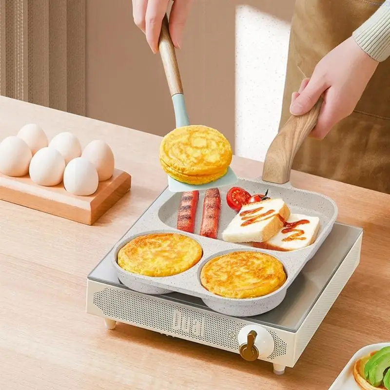 

23GA Multipurpose Breakfast 3 in 1 Design Aluminum Alloy Eggs Frying Pan with Nonstick Coating and Heat Resistant Handle