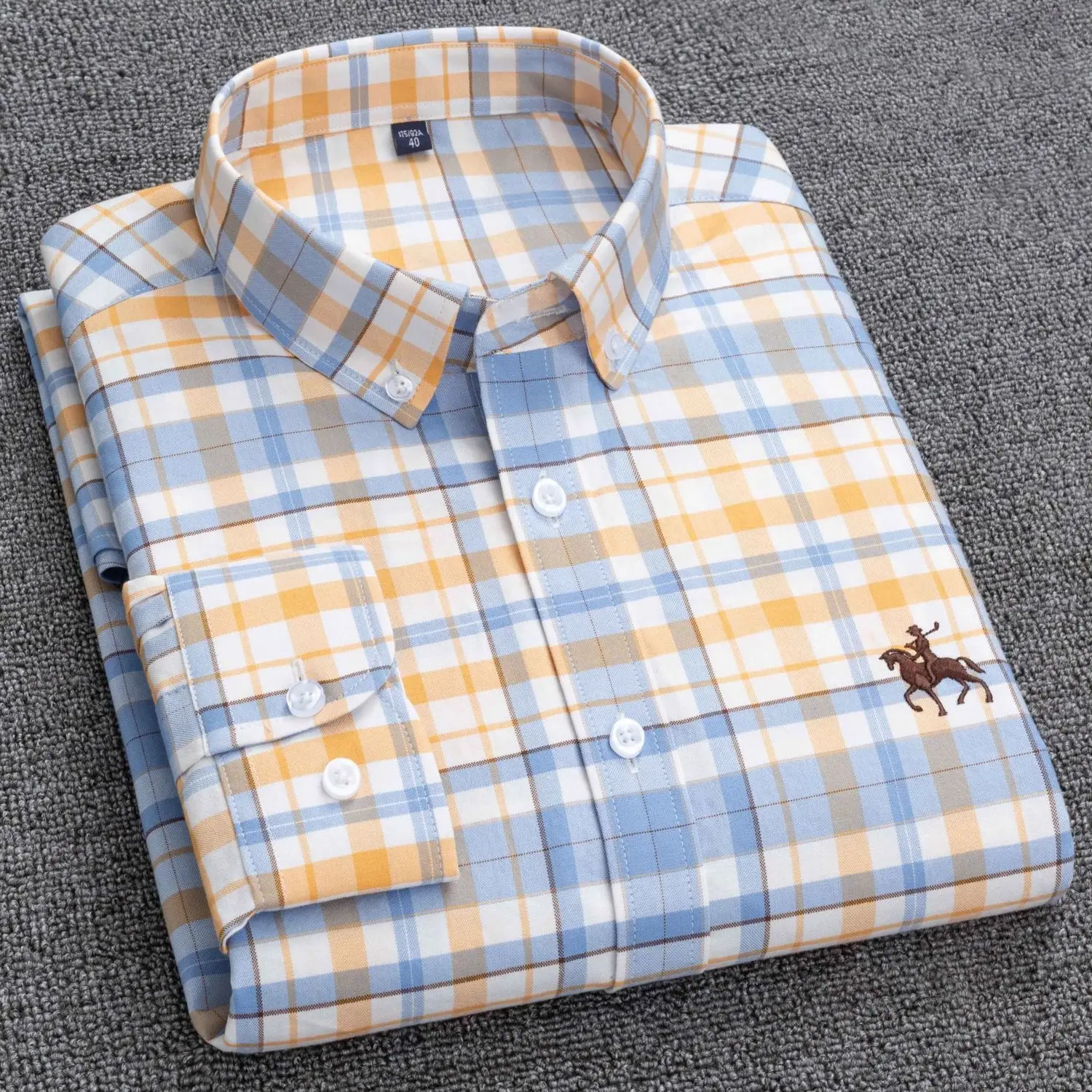 

100% Cotton Plaid Formal Dress Shirt Long Sleeve Male Shirt Oxford Textile Casual Loose Plus Size Mens Dressing Button Up Shirts