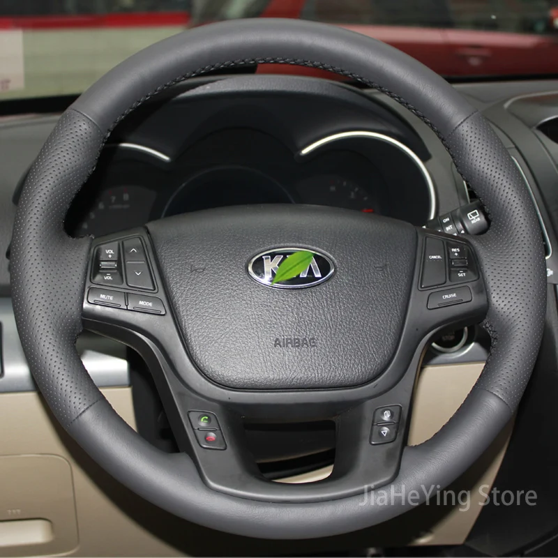 

Suitable For Kia Cadenza 09 11 12 13 14 / Sorento Steering Wheel Cover Hand Stitching Leather Handle Cover Interior Accessories