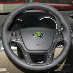 Suitable For Kia Cadenza 09 11 12 13 14 / Sorento Steering Wheel Cover Hand Stitching Leather Handle Cover Interior Accessories