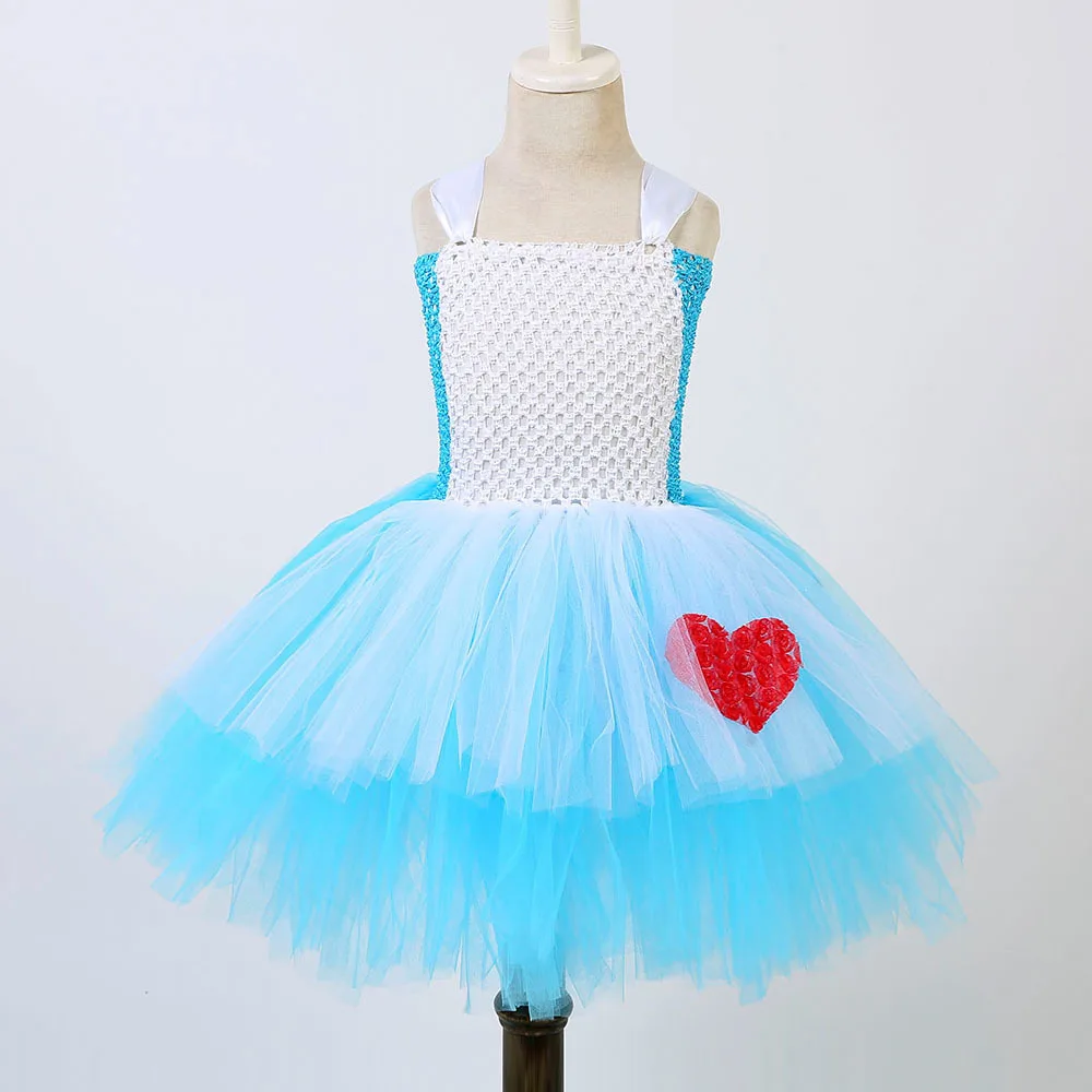 Lolita Alice Princess Costumes for Girls Christmas New Years Tutu Dress with Hair Bowknot Kids Halloween Outfit Birthday Clothes