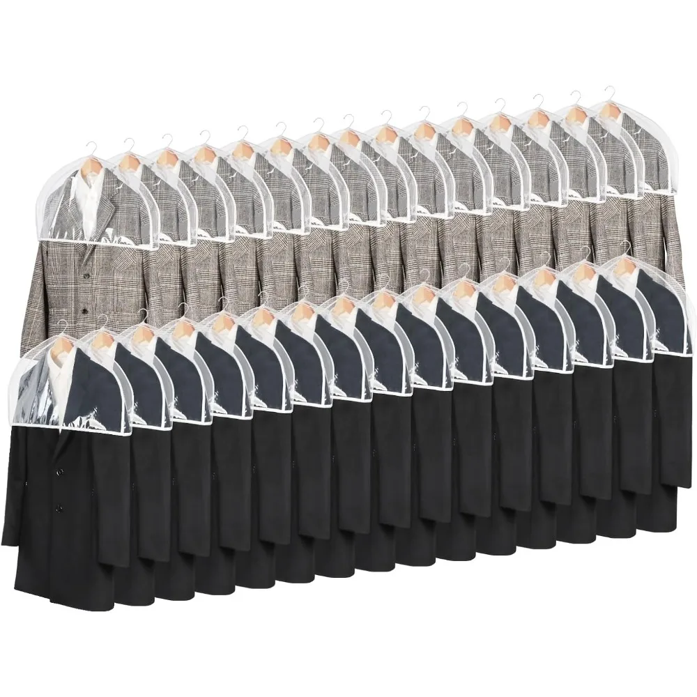 

Clear Breathable Shoulder Covers for Clothes Storage, Set of 30 with Gusset for Suits and Jackets