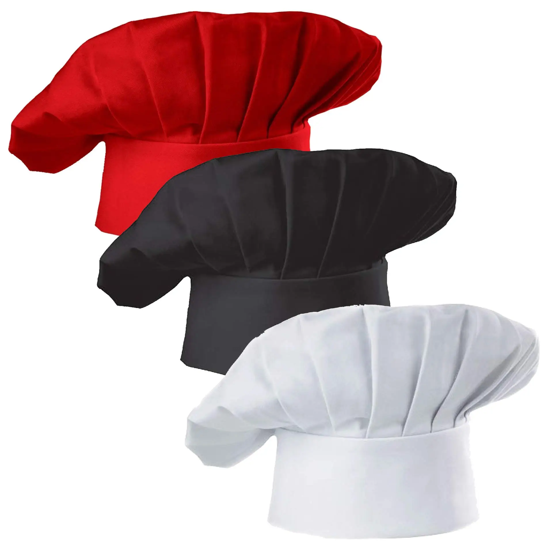 Set of 3 Pack Adult Chef Hat Adult Adjustable Elastic Baker Kitchen Cooking Chef Cap 3 Pieces Professional Cooking Hat Men Women