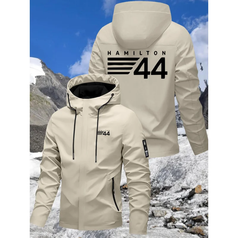 

Men's Lightweight Windproof Jacket Hamilton44Style - Full-zip hooded windbreaker - Loose-fit jacket with front pockets