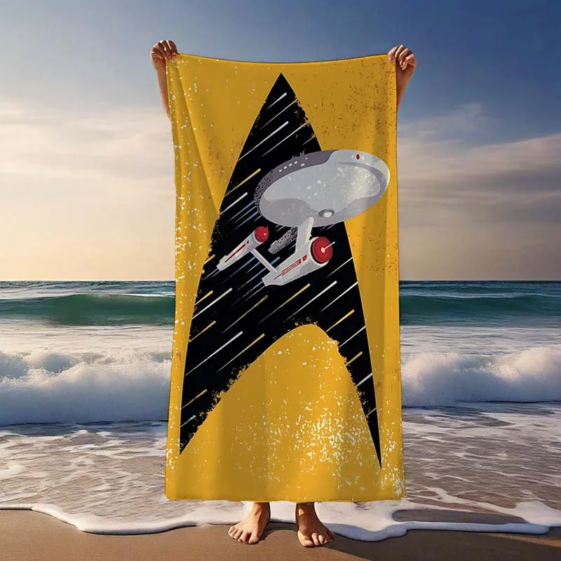 Star Trek Beach Towel – USS Enterprise on Starfleet Insignia Design, Sci-Fi Fan Gift for Beach, Pool or Camping