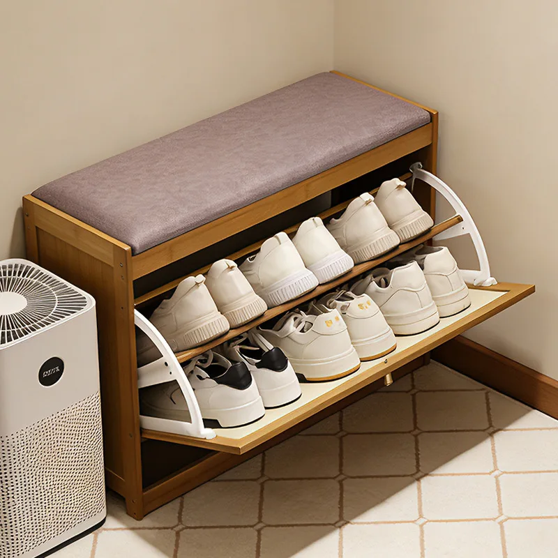 

Solid wood cat shoe change stool door home cute creative shoe rack wearing shoe stool can sit on shoe cabinet stool