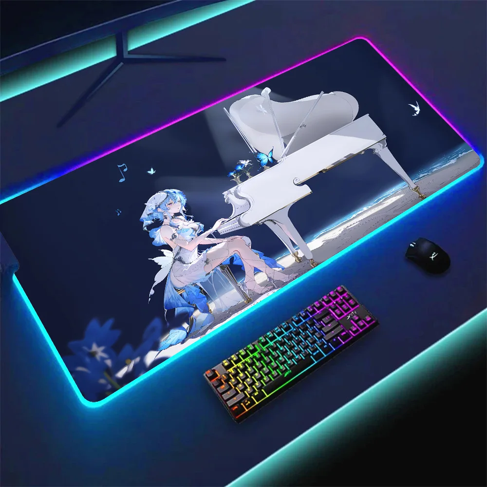 

RGB Hot mousepad The Shorekeeper Large Top Hot Fashion Wuthering Waves Gaming mouse pad XXL keyboard Soft Table Backlight Mat