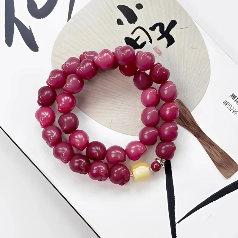 Tiktok Broadcast Explodes Bodhi Root Cat Claw Multi circle Female Literary Game Plate String Buddha Beads with High Oil Density