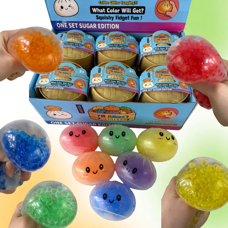 6個入り-カラフル餃子型フィジェットトイセット-スクイーズウォータービーズ-ストレス解消-かわいいデスクデコレーション-キュートなスクイーズ玩具-子供から大人まで