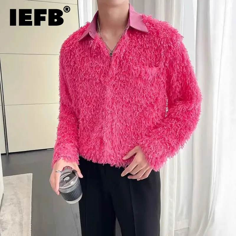 

IEFB Elgance Men's Shirts Fashion Tassels Niche Design Long Sleeve Top Solid Color Personality Clothing 2023 Korean Style 9C2939