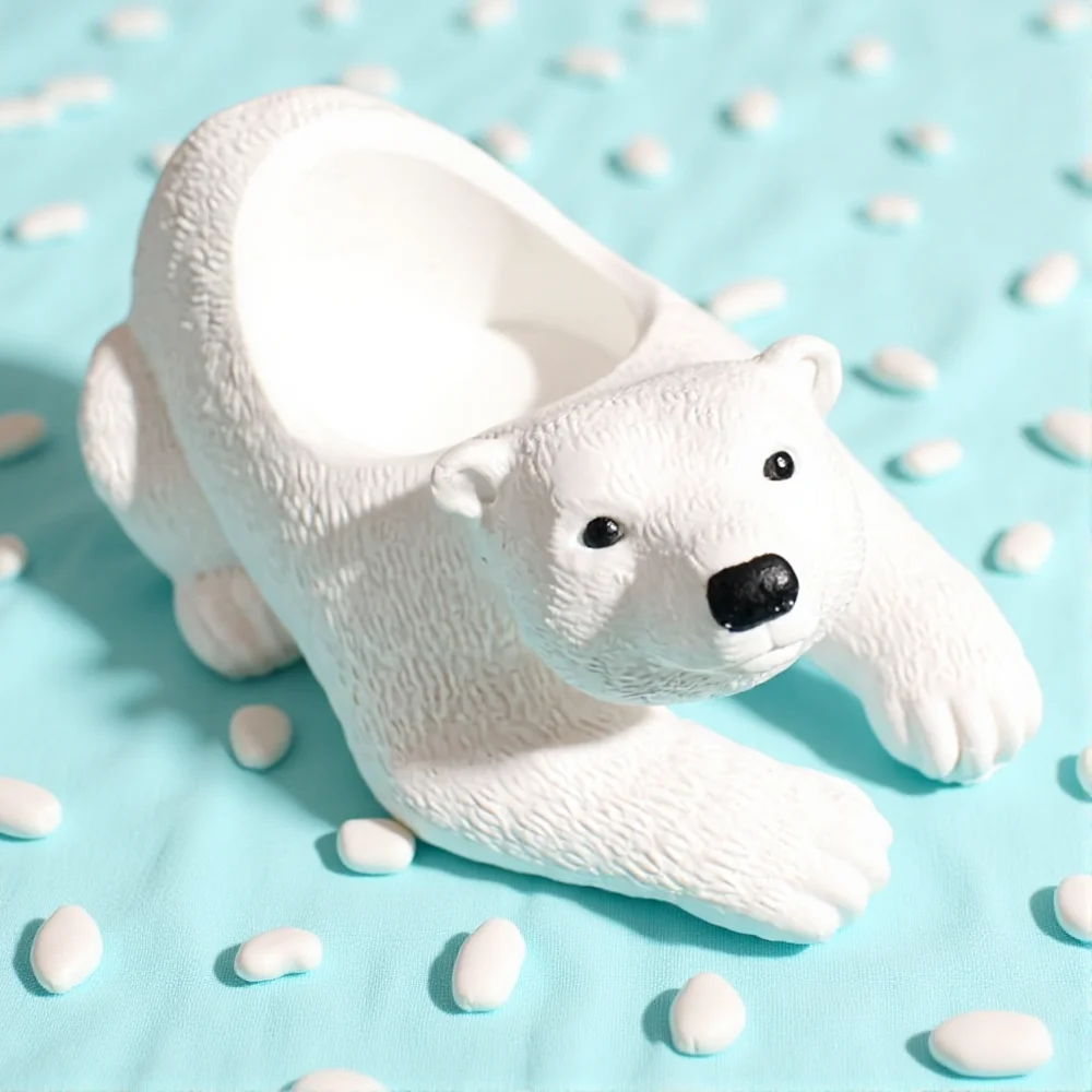 3D Polar Bear Candlestick Mold DIY Small Bear Gypsum Dropping Pendant Silicone Mold Candlestick Making Mould Home Decoratiion