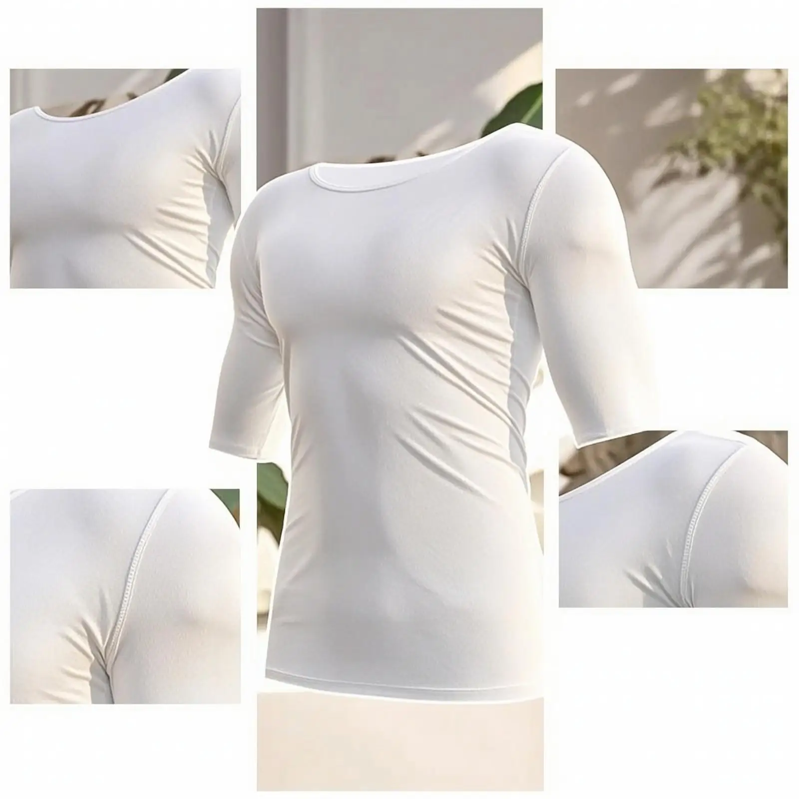 Muscle Undershirt with Chest Padding Seamless Body Shaper Shirt Four-Way Stretch
