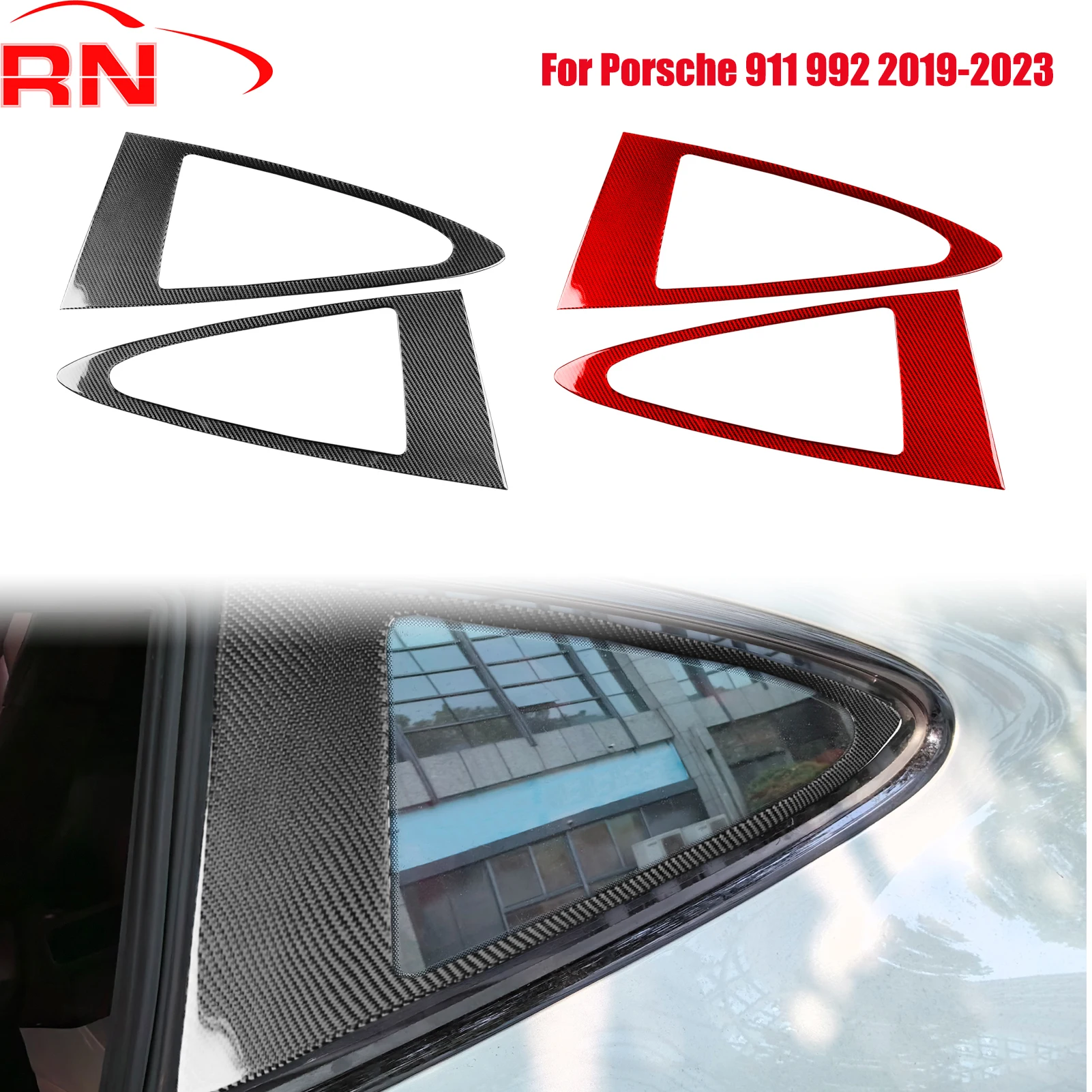 

Для Porsche 911 992 2019-2023 модификация из углеродного волокна автомобильная треугольная рамка для окна аксессуары фортепиано черная декоративная наклейка