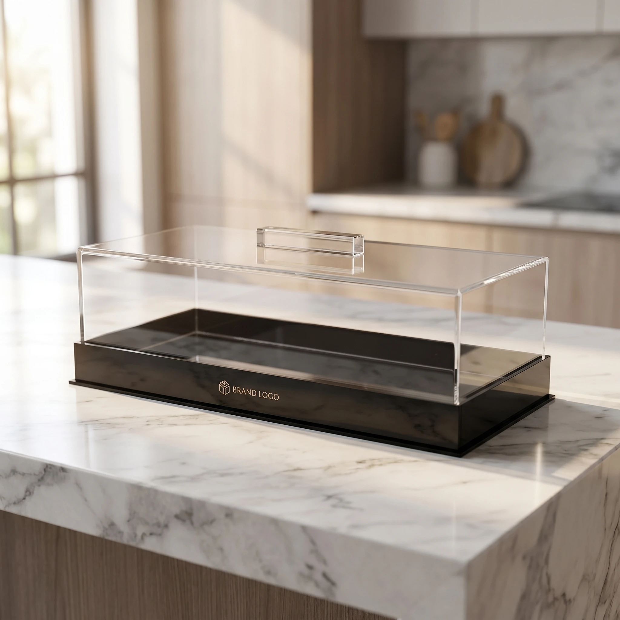 

Bakery Display Case Acrylic Rectangular Dessert Tray Cake Stand Pastry Serving Stand Food Display