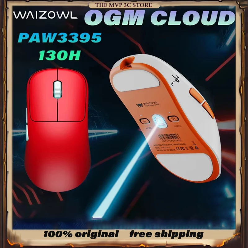 

WAIZOWL OGM Cloud Индивидуальная игровая мышь с тремя режимами PAW3395 4K Скорость заката Поддержка скорости 55 г Легкий BT 2,4G Офисный ноутбук ПК