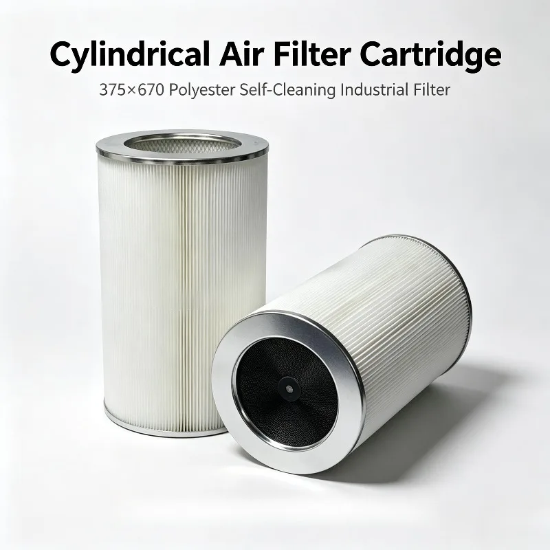 Industrial Self-Cleaning Cylindrical Air Filter Cartridge, 375670 Polyester Fabric Custom Air Filter for Dust Removal