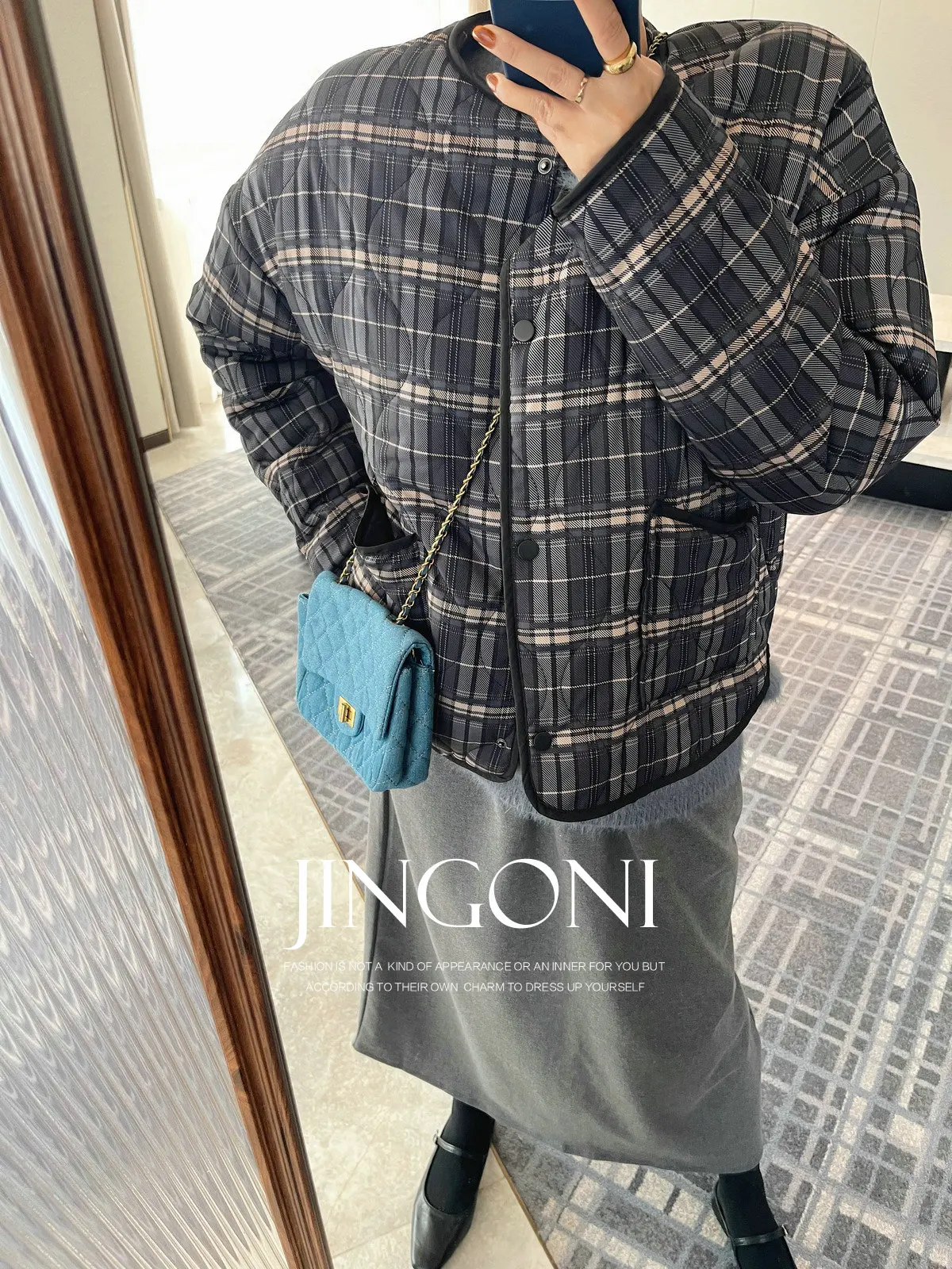 Plaid Padding Jackets Y2k Woman Clothing 2024 Fashion Korean Vintage Winter  Parkas Coat Cropped New Elegant Short Autumn Chic