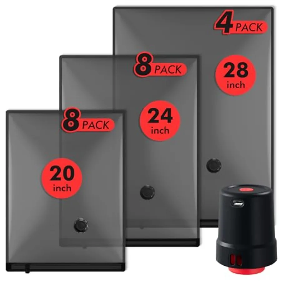 

20 PACK Travel Vacuum Bags With Pump - Portable Space Saver Bags for Home - Vacuum Seal Bags for Clothing Travel, Blankets, Sea