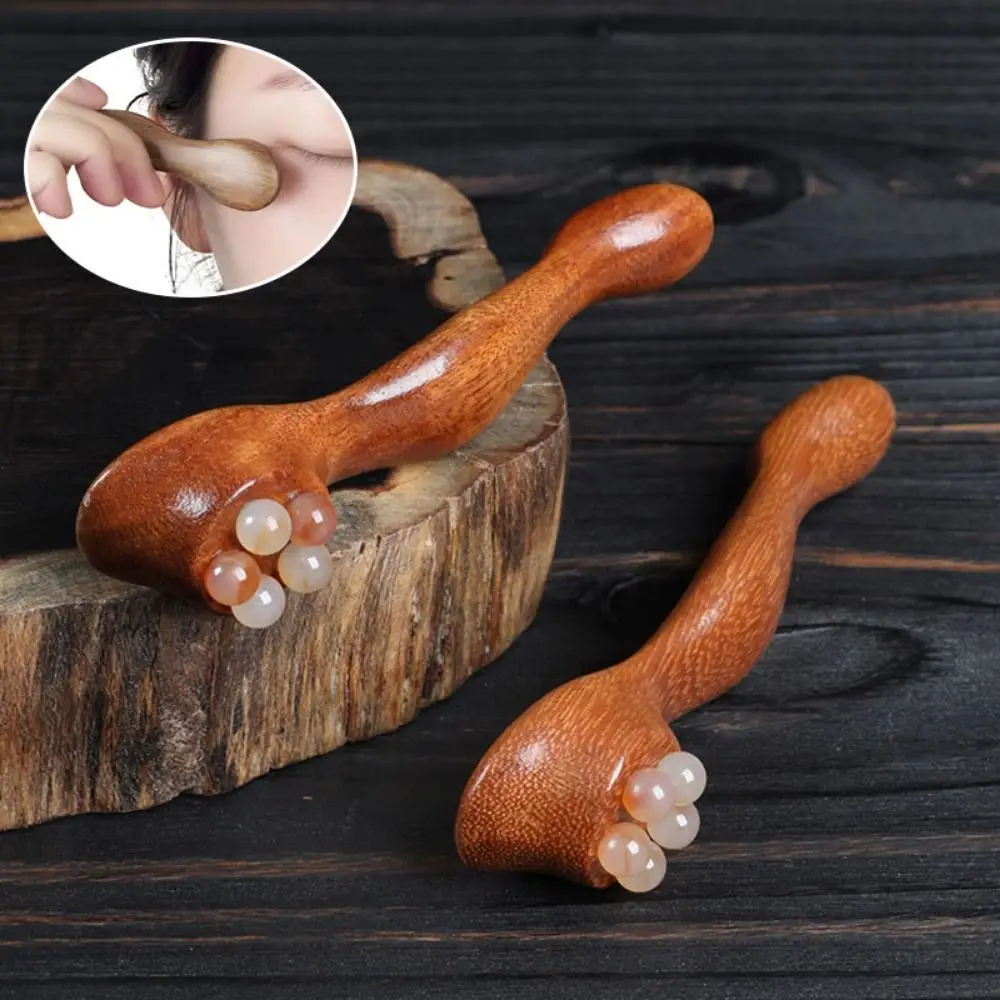 

Новый деревянный роликовый массажер для глаз, 5-зубная мини-массажная палочка для лица, скребок для глаз, сухожильная палочка для снятия усталости лица