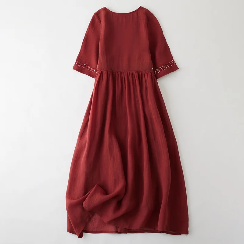 تنورة فنية فضفاضة تناسب القنب دكتور مطرزة بحاشية كبيرة تنورة طويلة Sle تخفيف الخصر مادة فضفاضة للموسم الآخر ربيع Au...