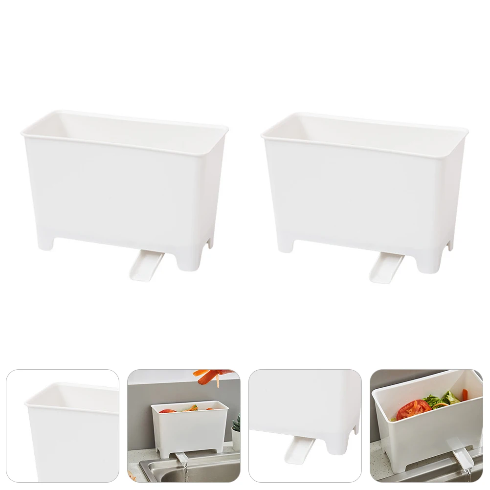 

2Pcs Drain Trash Can Garbage Container Small Kitchen Bathroom Waste Bin Plastic Fruit Vegetable Storage