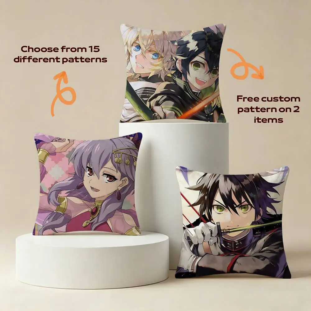 Vampire Reign Anime S-Seraph of the End Square Sofa Pillow Cover Solid Color Living Room Home Decor Cushion Case