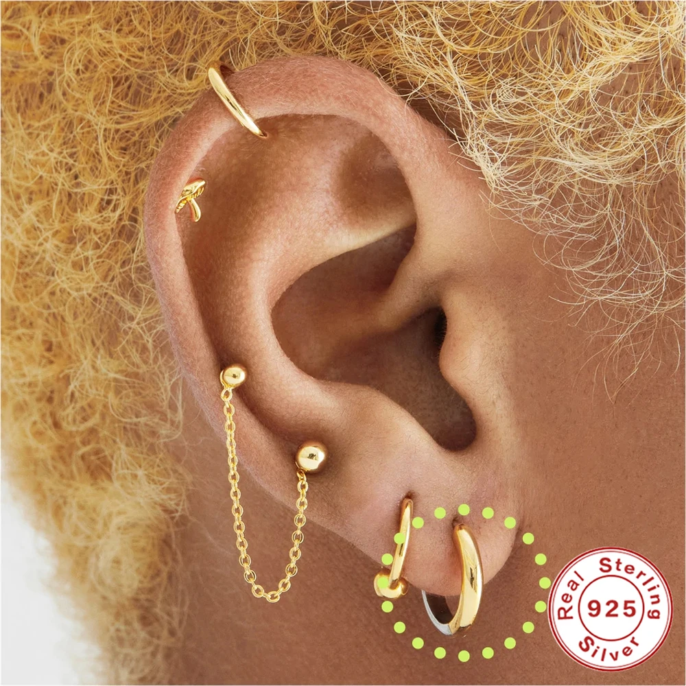 

Aide 925 Sterling Silver Minimalism Metal Style Circular smooth color blocked classic ear ring for Women Y2k Europe Jewelry