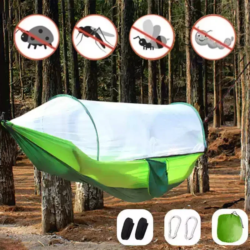 

Дышащий гамак с шифрованием, анти-наружная москитная сетка, утолщенный сетчатый ремень, полностью автоматическая откидная пряжа, москитная сетка для кемпинга