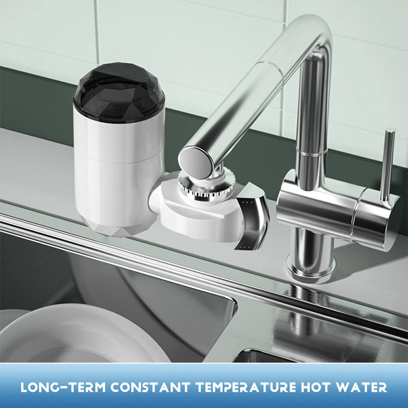 Electric Water Heater with Temperature Display for Kitchen Instant Heating Faucet Heater Water Heater EU Plug A-A55K