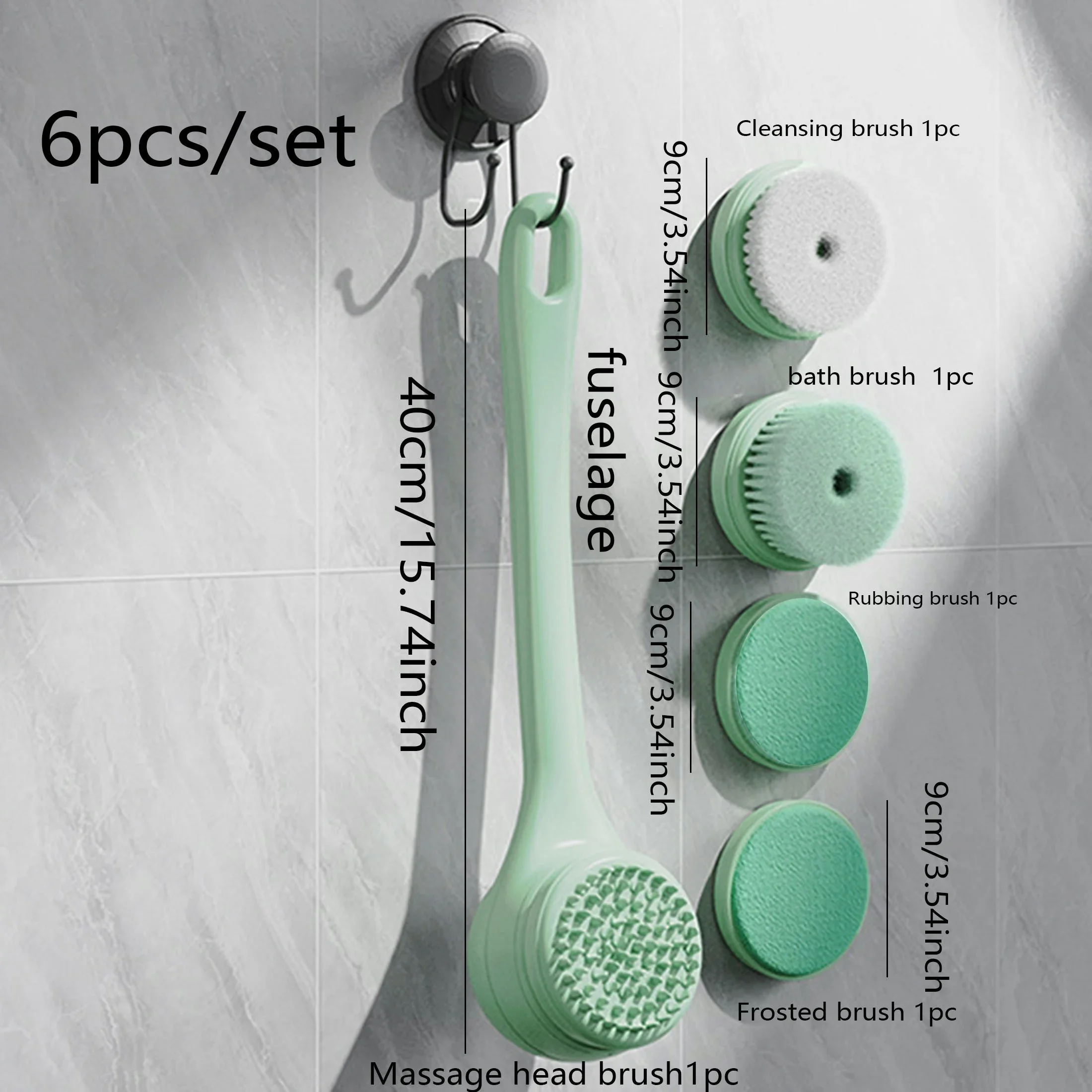 1set  Electric Bath BrushLazy Back ScrubBath Scrubbing BrushAutomatic Back ScrubBath Brush with Long Handle