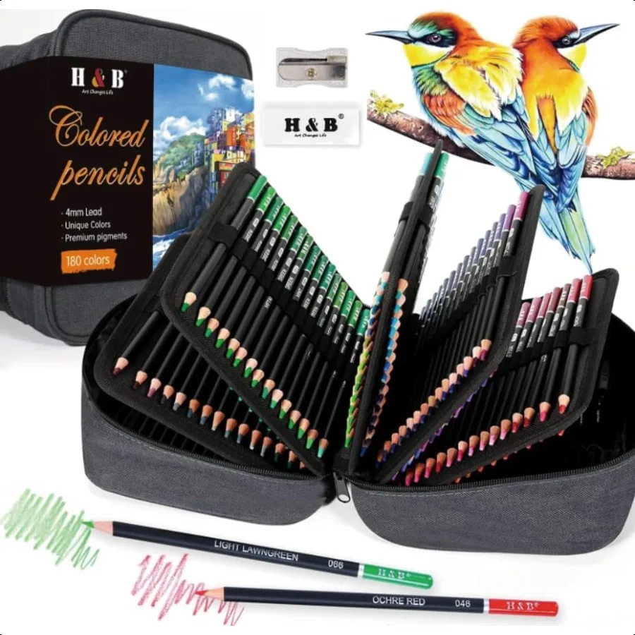

180 Colored Pencils for Adult Coloring Drawing Art plies Kit for Artists Adults with Vibrant Colors for Sketching Shading Color