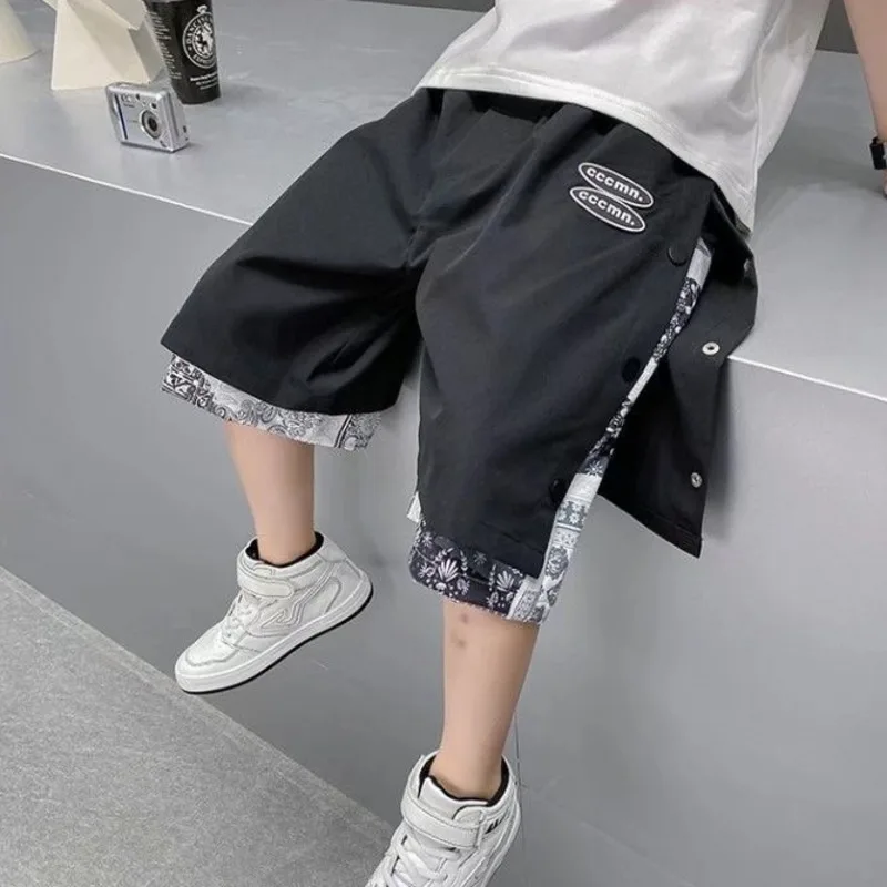 Pantalones de verano para niños, ropa para niños, baile callejero Hip-hop, tendencia urbana explosiva, pantalones cortos de cinco puntos