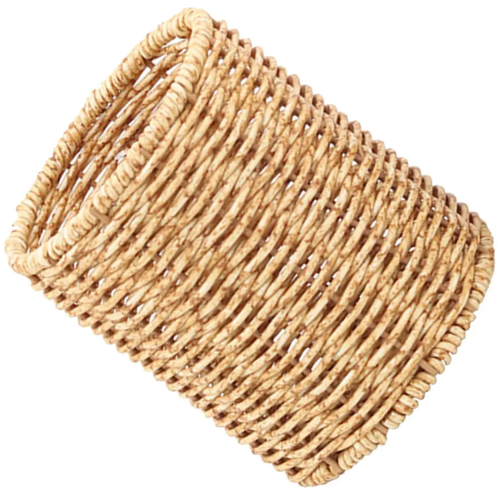Imitation Rattan Woven Pen Holder Round Pencil Container Desktop Organizer Large Capacity for Pens Brushes Makeup Brush Holder