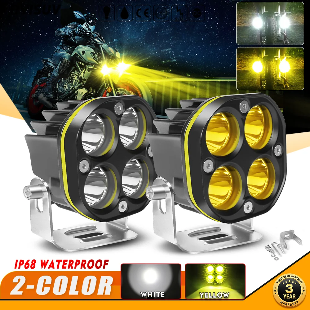 

25000LM 3inch Motorcycle Spotlight Front Fog Headlight 12V 24V 3500K 6500K White Amber LED Projector Lights For Truck ATV UTV