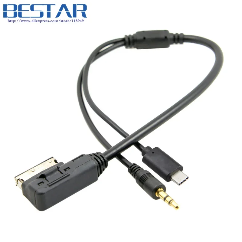 Media In AMI MDI To Stereo 3.5mm 3.5 Mm Audio & USB-C Type C USB 3.1 Aux Adapter Cable For Car VW AUDI 2014 A4 A6 Q5 Q7