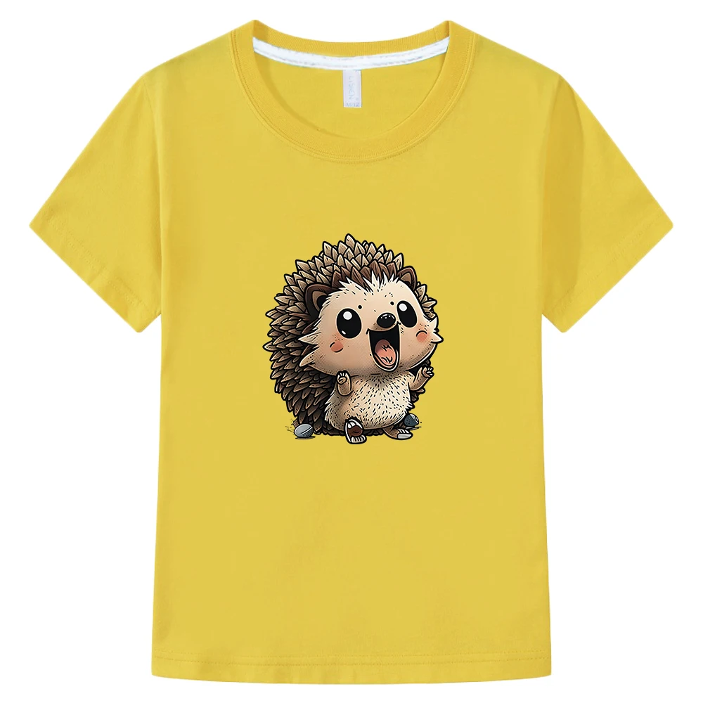 

Hedgehog Kawaii Graphic Printing T-shirt Casual Short Sleeve 100% Cotton Tee-shirt Boys and Girls Soft Comfortable Tees Children