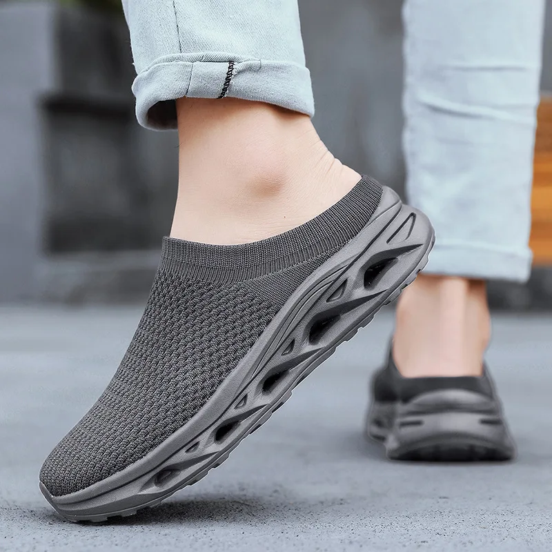 

2026 Men's Baotou Slippers Breathable Mesh Casual Mesh Sports Casual Wide-headed Barefoot Slippers Plus Size Walking Shoes