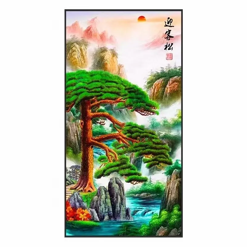 

9ct 140x75cm Welcoming Pine Printed Kits Cross Stitch Embroidery DIY Chinese Style Needlework Set Home Decor Crafts