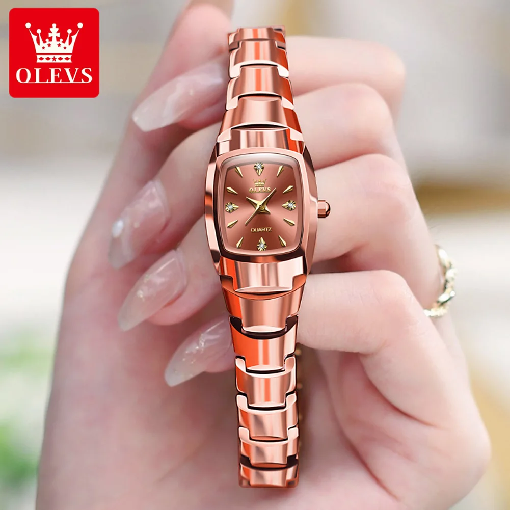 OLEVS 7006 Top Brand Tungsten Steel Women\'s Watch Luxury Rose Gold Women\'s Quartz Watch Elegant Temperament Women\'s Set Watch