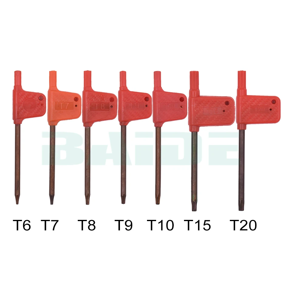 S2 Screwdriver T6 T7 T8 T9 T10 T15 T20 Yellow Flag Torx Key Screwdrivers Spanner Open Tools 200pcs/lot