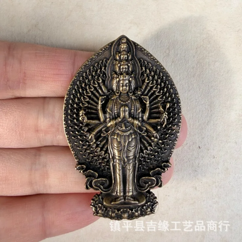 Brass Thousand-Hand Guanyin Buddha statue, decorative piece for home or office, Guanyin figurine
